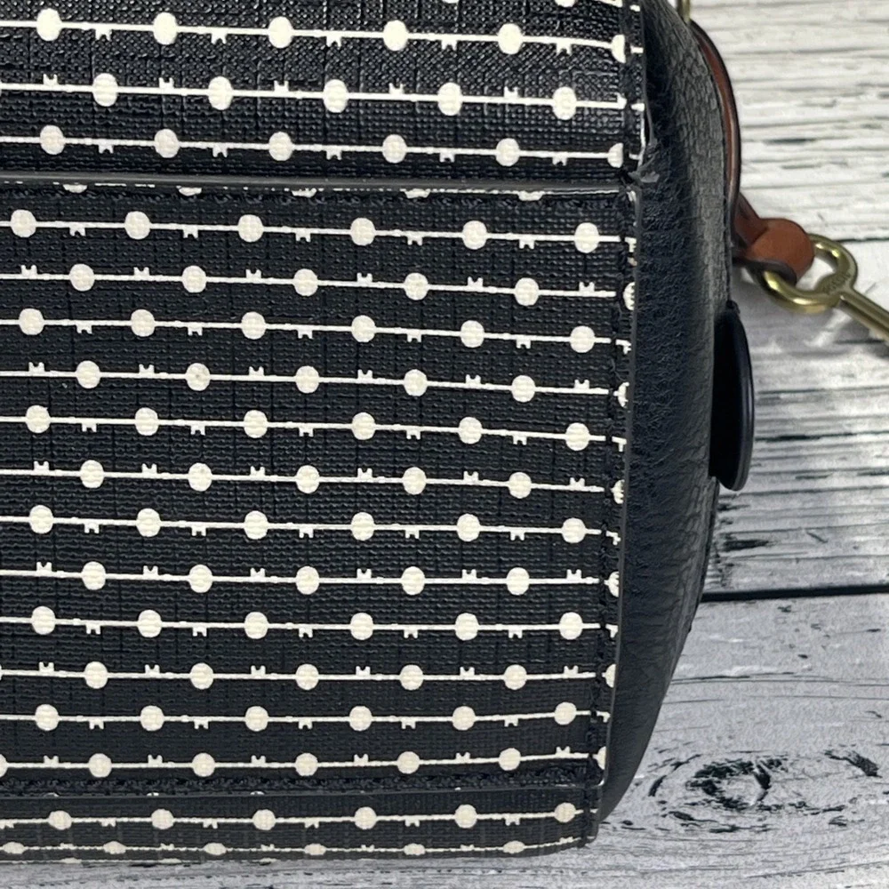 Fossil Fiona‎ Dash/dot Black And White Handbag Key bag